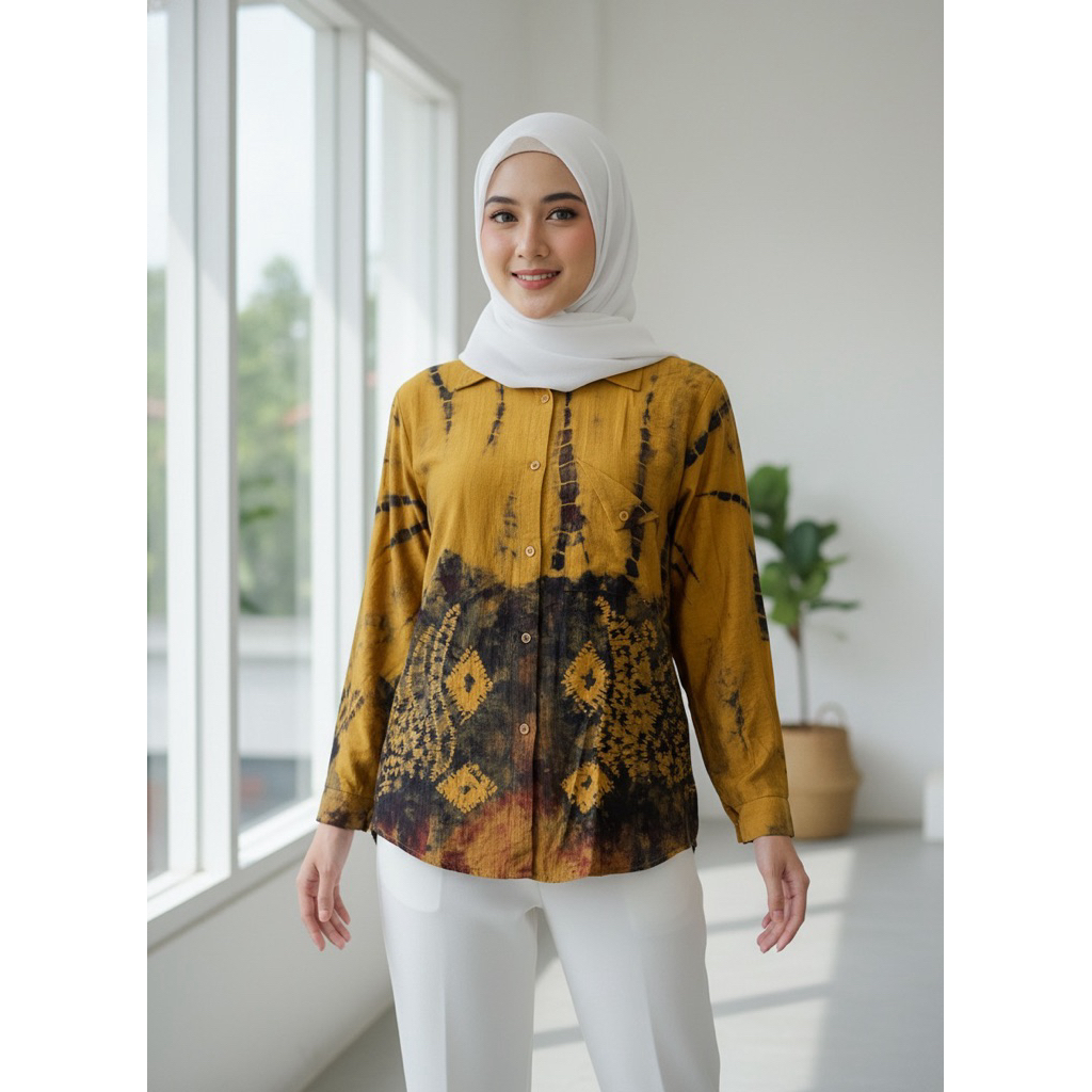 ATASAN BLOUSE KEMEJA WANITA SASIRANGAN 0005 [LD 104 CM]