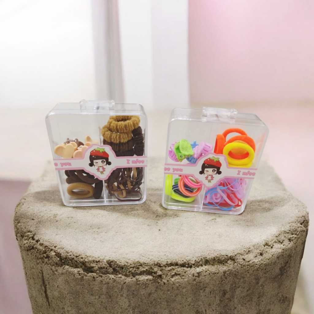 (FREE BOX) SET IKAT RAMBUT DAN JEPITAN MIX / IKAT RAMBUT SET BOX / AKSESORIS RAMBUT ANAK