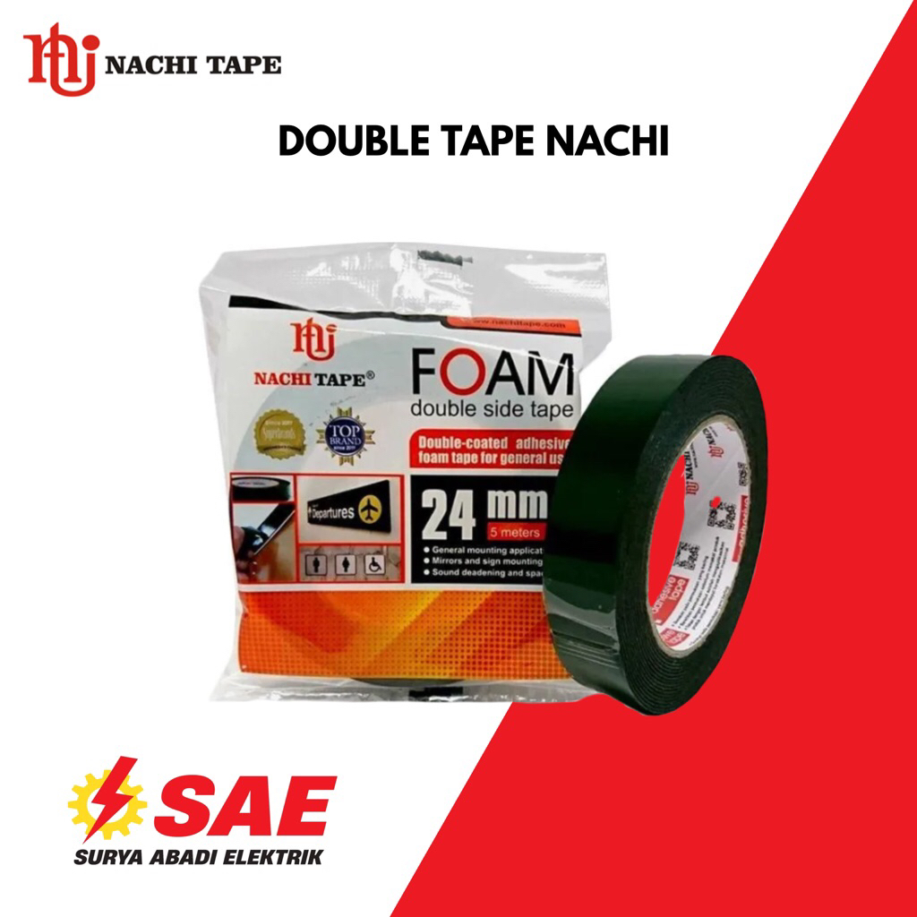 Nachi Isolasi Double Tape Foam Nachi 24mm 5M Spon Hijau