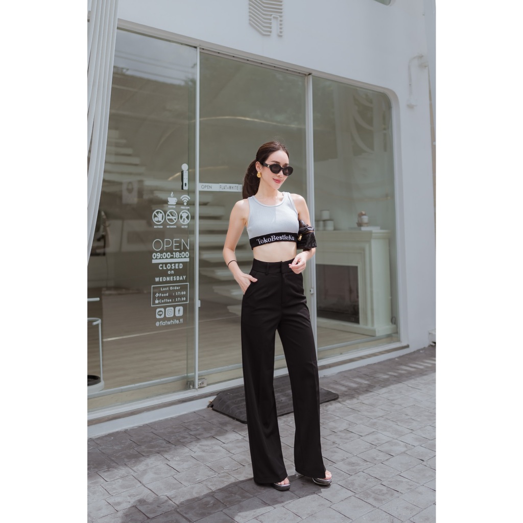 TokoBestieKu Zen Polos- Celana Kulot Bangkok Premium Import Original Celana Kerja Mewah Hitam import