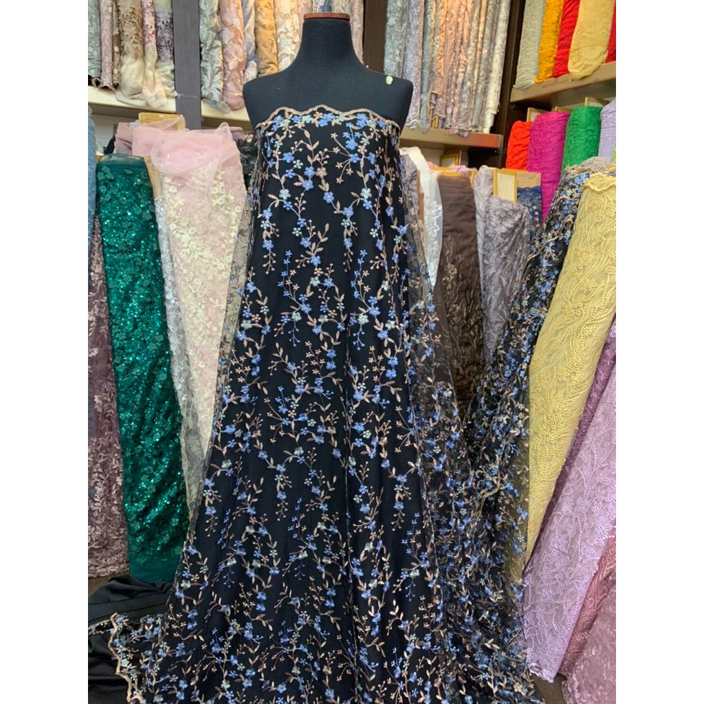 TULLE HAZEL  BAHAN KAIN TULLE BORDIR / BRUKAT BORDIR/ TULLE APLIKASI / TULLE 3D