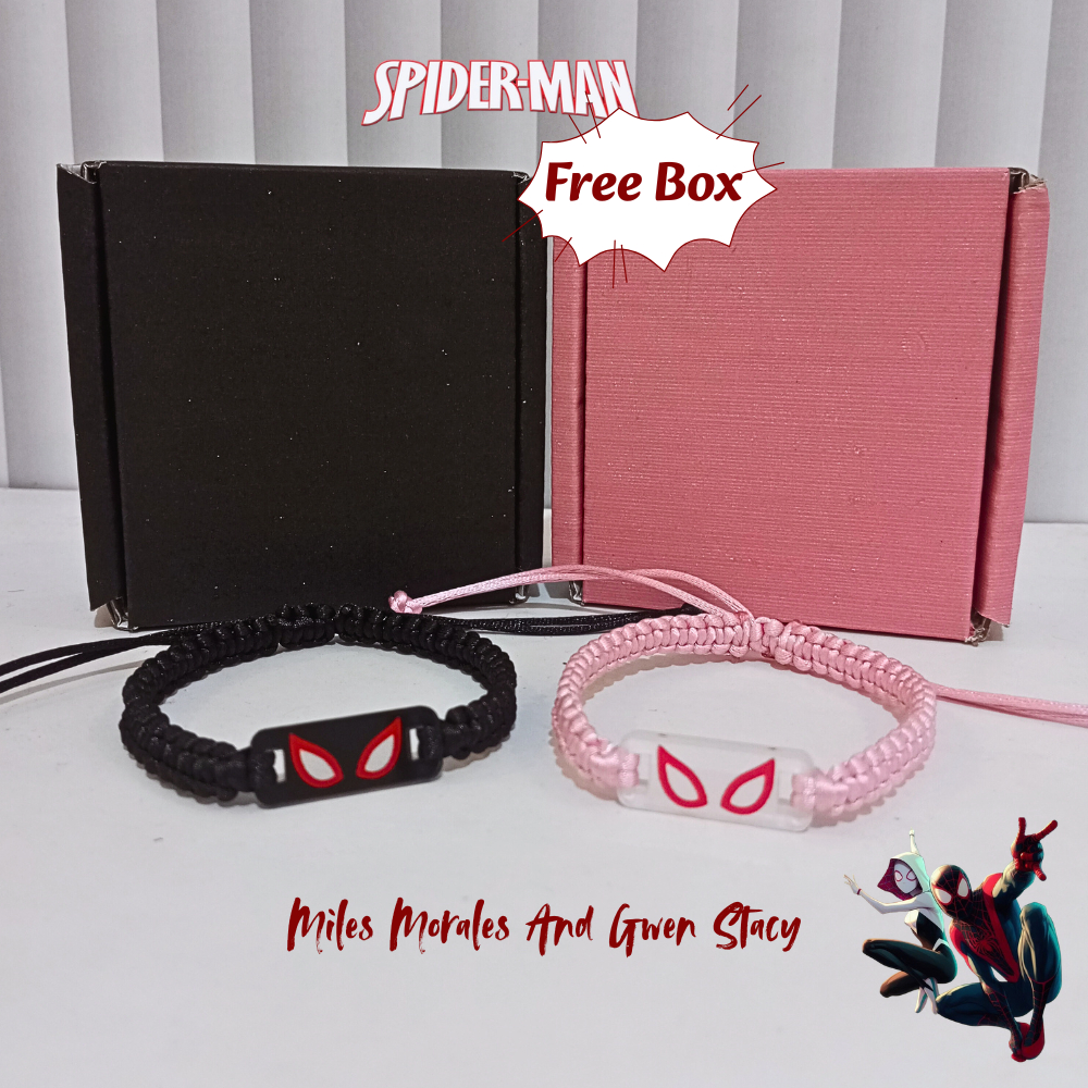 Gelang Strap Couple Spiderman Miles dan Gwen Gelang serut rajut