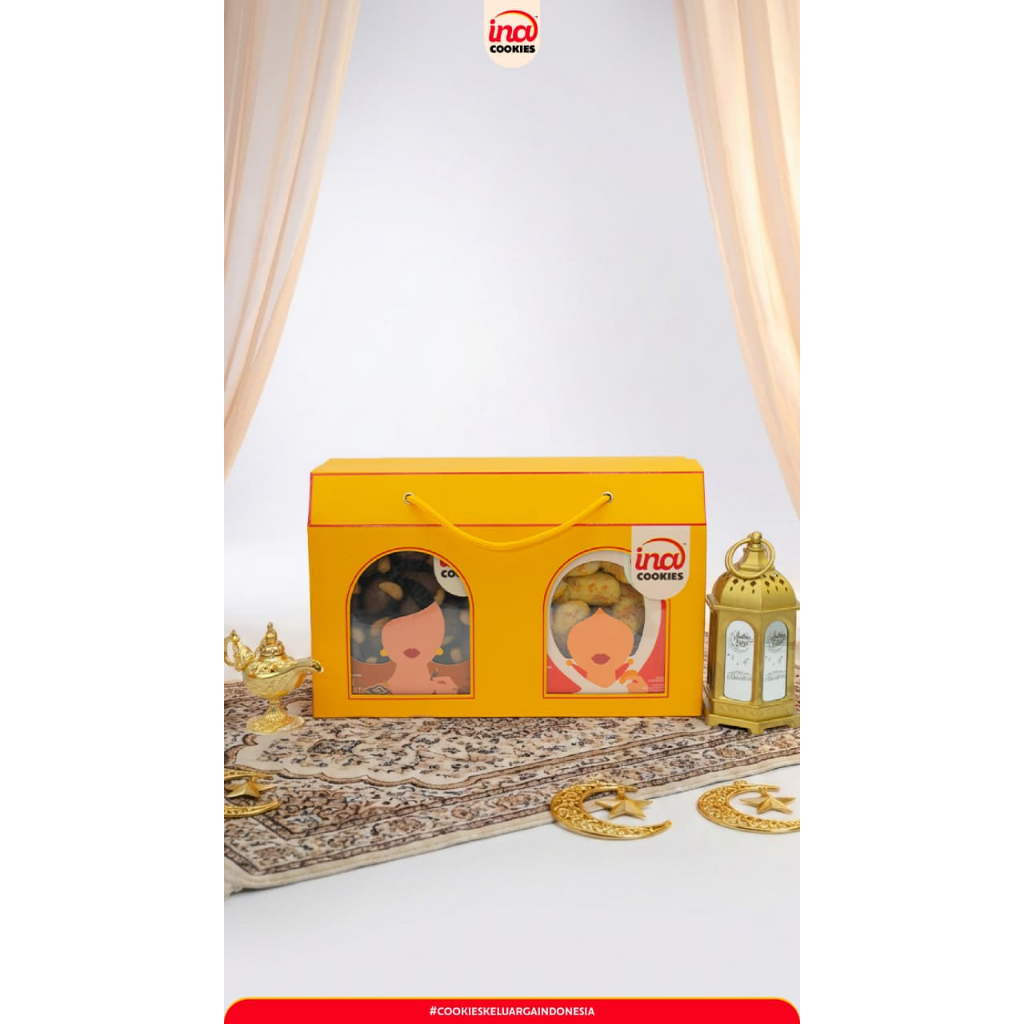 INA COOKIES Hampers Gable Box Kue Kering Isi 4 Reguler Jar 4 Varian Warna