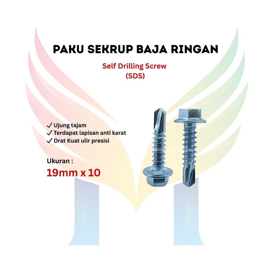 Skrup Baja Ringan / Baut Canal C 19mm x 10 isi 100 pcs