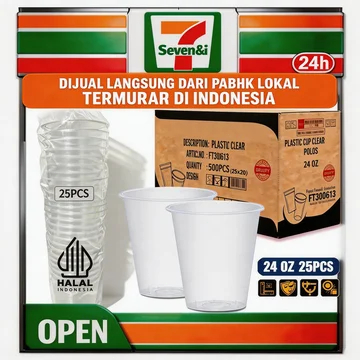 Cup Injection Flat 700ml 24oz / Gelas Plastik Cup PP / Gelas Minuman Plastik -25 Pcs