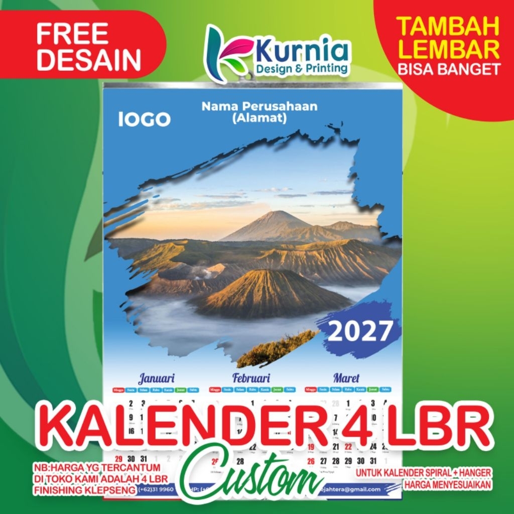 KALENDER DINDING MURAH 2027 ISI 4 LBR/KALENDER DINDING/KALENDER KERJA/KALENDER CUSTOM/KALENDER MURAH