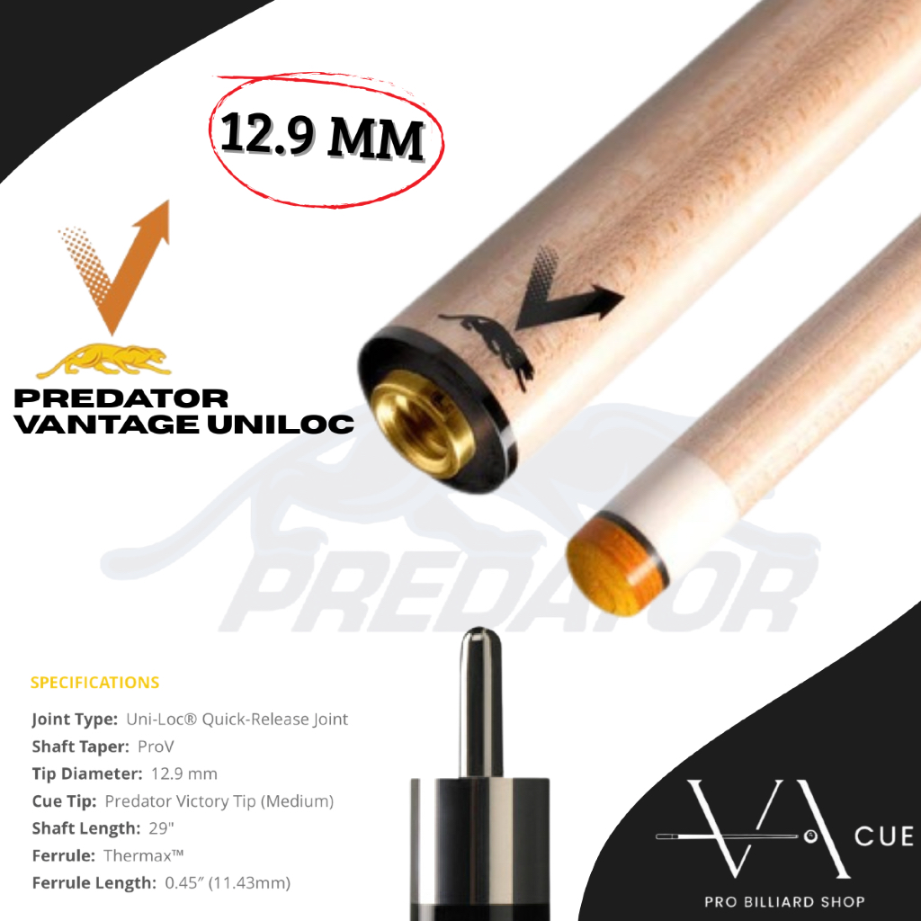PREDATOR VANTAGE UNILOC SHAFT NEW - SHAFT STIK BILLIARD PREDATOR VANTAGE NEW