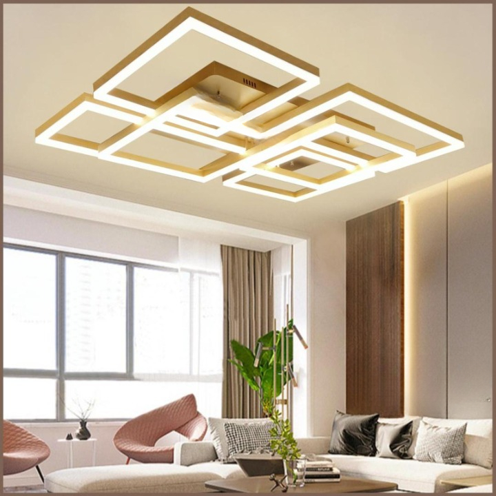 Lampu hias plafon ceiling MODERN GOLD LED 3 warna cahaya putih kuning warm white REMOTE CONTROL PERS