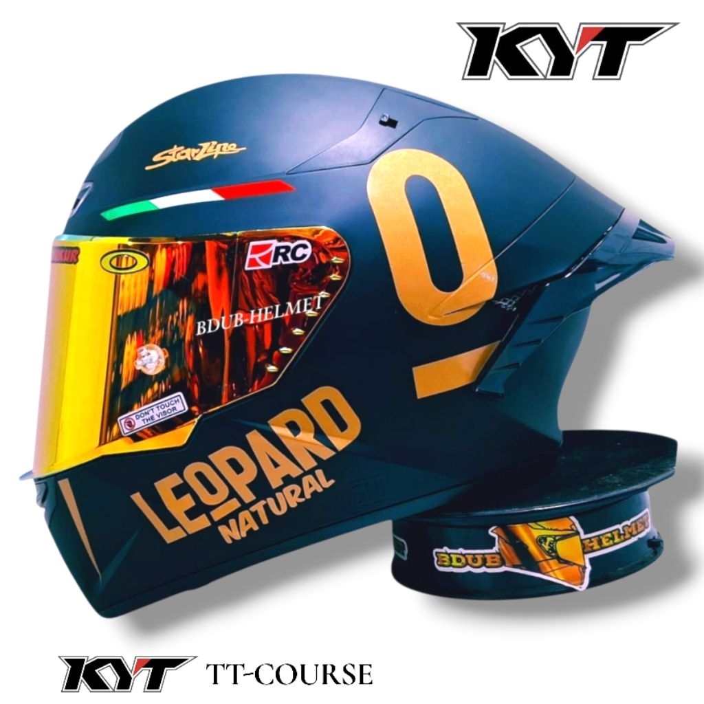 Helm full face kyt tt course Black dof leopard paket ganteng 100% original kyt baru