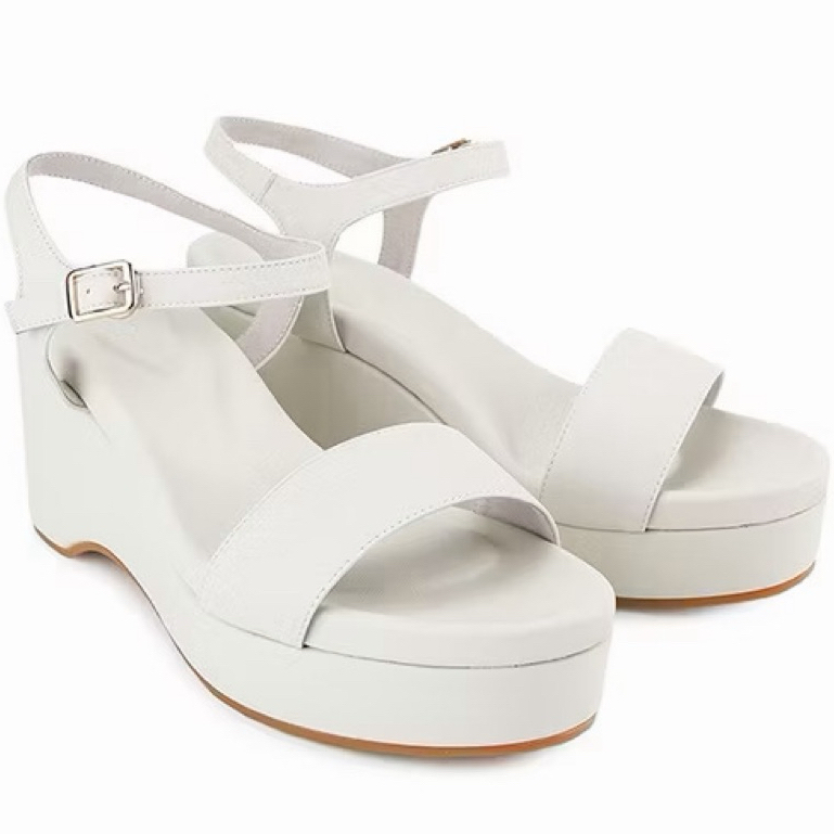 PSPGN.CO | original branded obermain Millie Eveline Off White OC70434OW sandal kulit wanita wedges