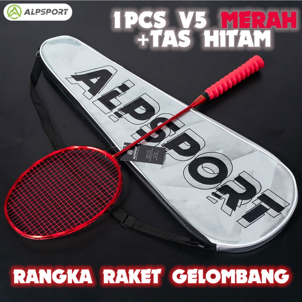 ALPSPORT New V5 5U Raket Bulutangkis Hitam/Merah/Ungu/Putih/Merah Muda Original 100% Serat Karbon Pe