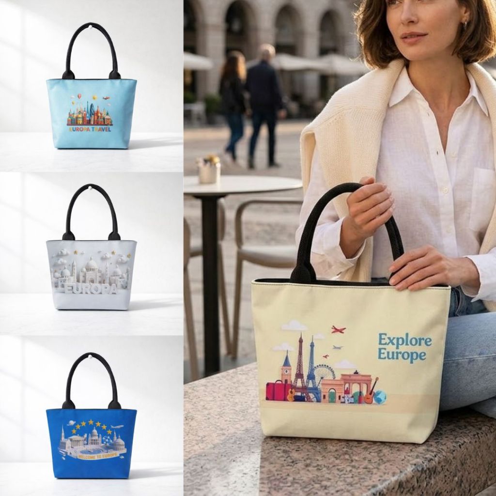 [MINI] Tas Souvenir Kecil Tenteng | Bag Tas Hampers Kekinian Kanvas Resleting Oleh Oleh Eropa Europe