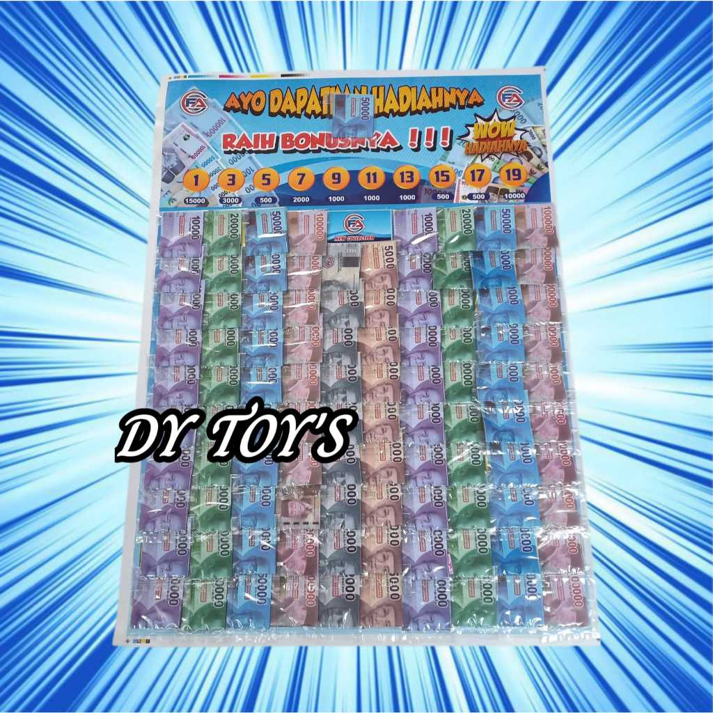 DY TOY'S - Mainan Cabutan Anak Berhadiah Uang 1 Lembar Isi 100pcs Kupon