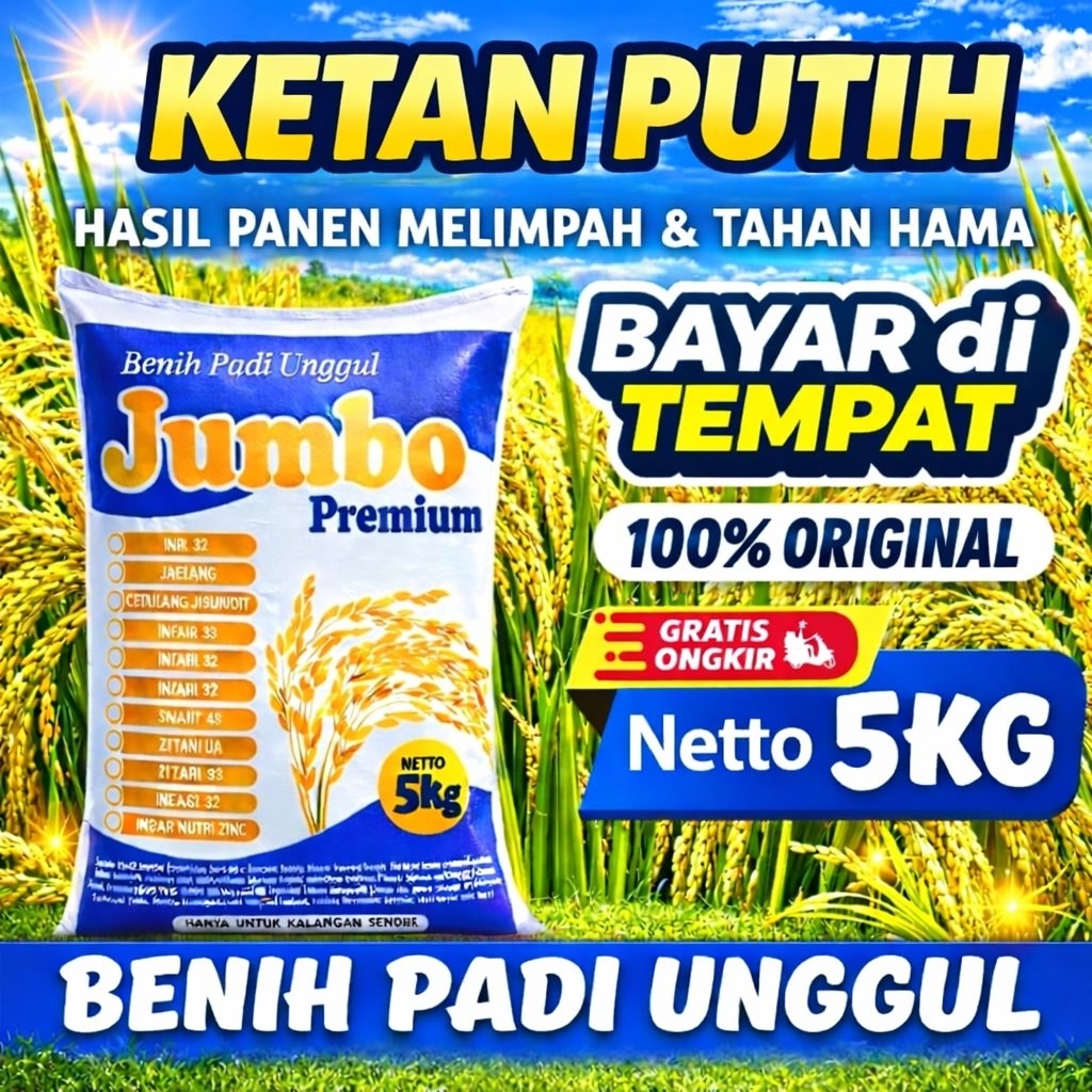 Benih Padi Unggul Ketan Putih Original Premium Kemasan 5Kg
