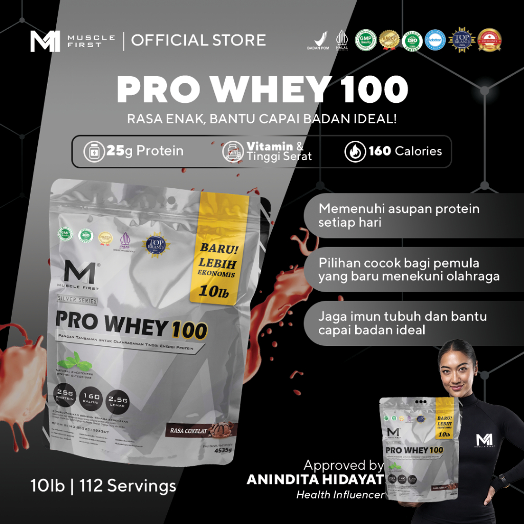 MUSCLE FIRST Pro Whey 100 10lbs/4535gr - Whey Protein Suplemen Fitness