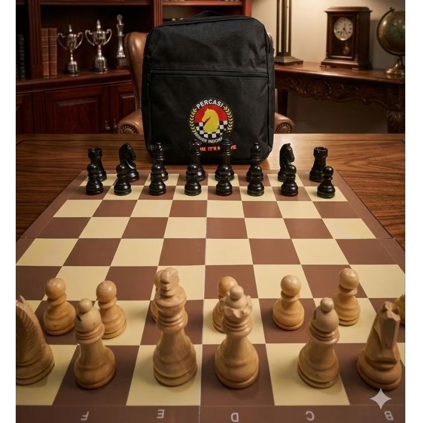 Catur Lipat 50cm x 50cm Kayu Percasi / Catur Standar Percasi