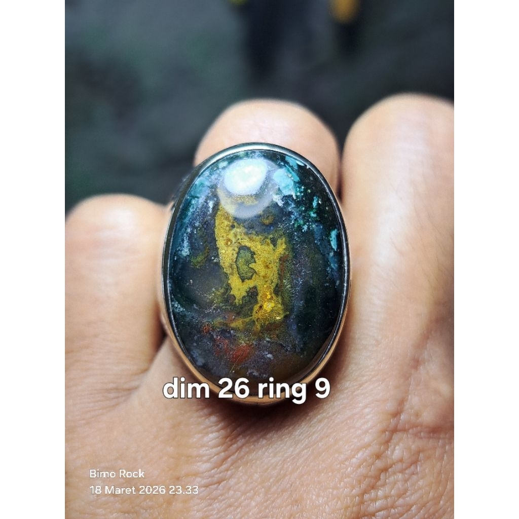 cincin natural batu akik pancawarna Klawing unik antik