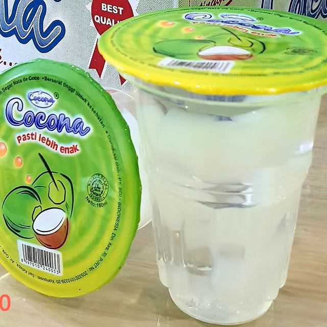 COCONA NATA DE COCO KELAPA MINI CUP 160 ML KEMASAN BOX 24 GELAS