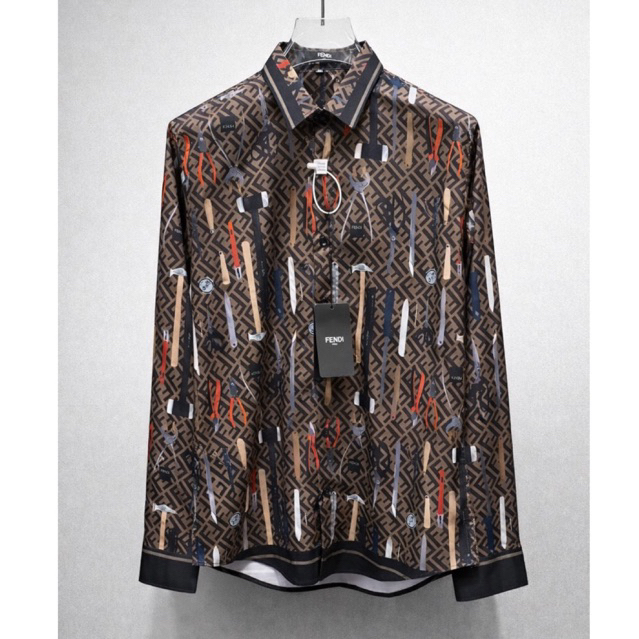Kemeja pria fashion casual branded coklat # AFF-01F
