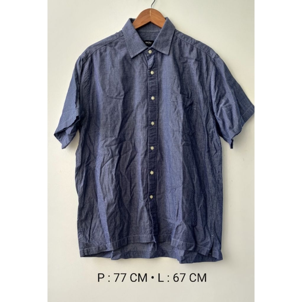 kemeja shirt mossimo size 4XL preloved warna biru blue pria laki man jumbo besar second hand