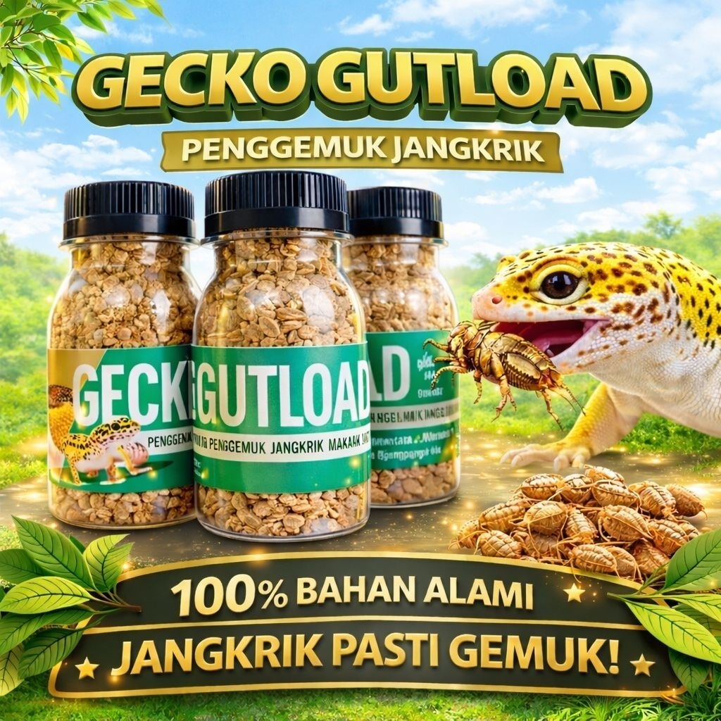 GUTLOAD - Penggemuk Gecko Pembesar Gecko Vitamin Gecko Penggemuk Pakan Gecko Jangkrik Penambah Vitam