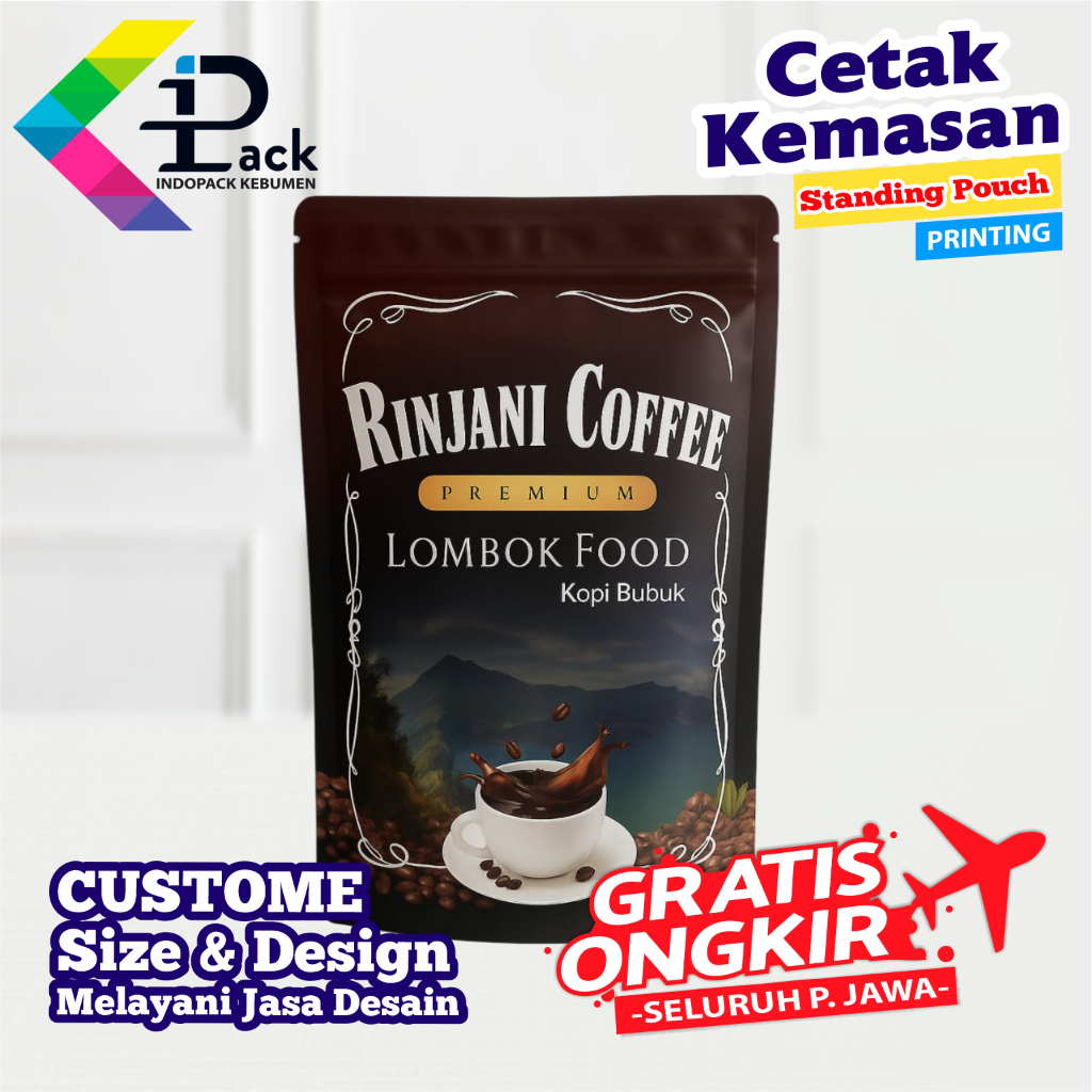 CETAK KEMASAN PLASTIK STANDING POUCH 12X20 | PRINTING PLASTIK KEMASAN |CETAK STANDING POUCH CUSTOME 