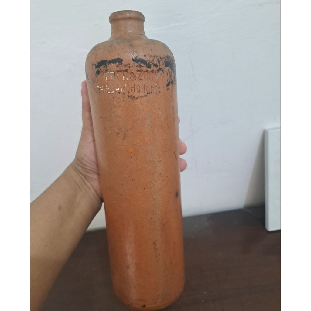 Botol Antik Belanda Stoneware L. Meder & Zoon Schiedam Holland ±1900