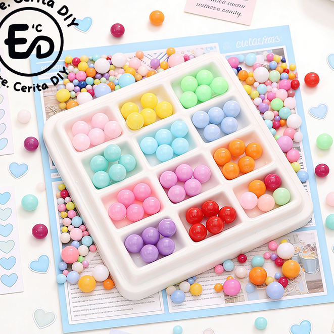 [COD&20PCS]Manik-Manik Bulat Akrilik Warna Solid Tanpa Lubang Aksesoris Perhiasan Diy