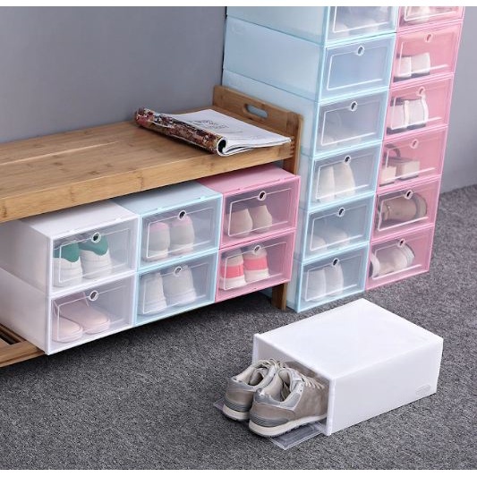 NEW HC Kotak Sepatu Plastik Transparan Tebal Serbaguna Storage Box Organizer Rak Sepatu Mudah