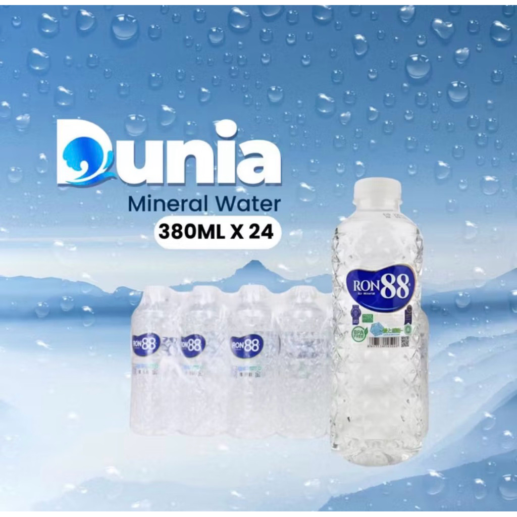 RON88 380ml PET Alkaline Mineral Water [ Dus isi 24 Botol ]