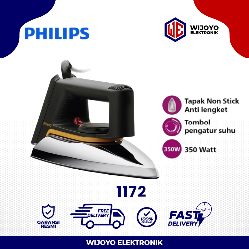 Philips Setrika HD1172 Dry Iron HD1172 Gosokan Philips HD 1172