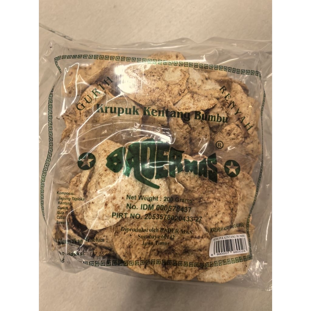 BADERMAS KERUPUK KEONG. BADERMAS KERUPUK KENTANG BUMBU. BADERMAS KERUPUK VEGETARIAN. BADERMAS KERUPU