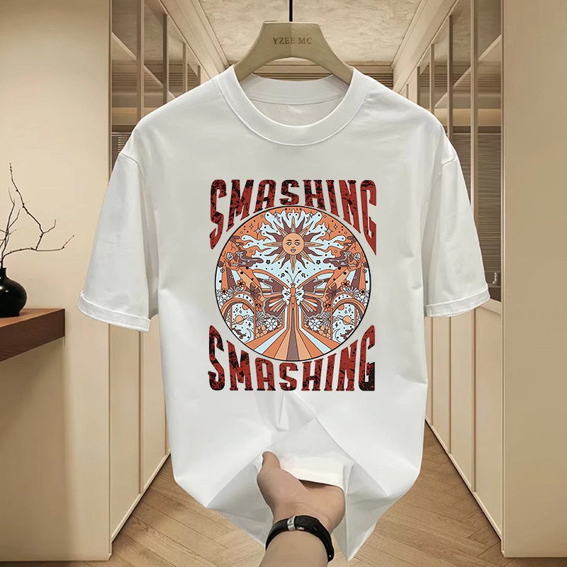 (COD)Baju kaos pria Streetwear Hip Hop Motif Geometri Modern