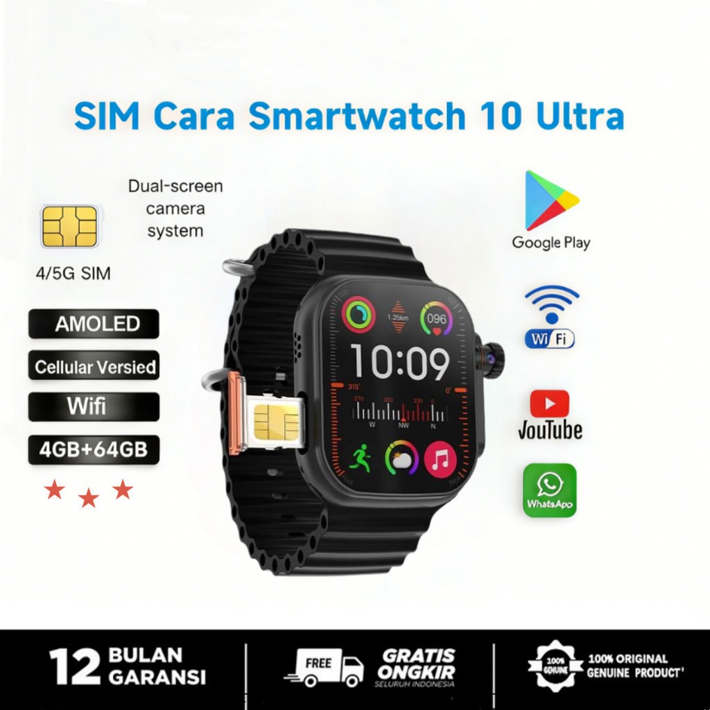 [4G/5G Sim card ]  SmartWatch With sim slot 4GB RAM+64GB ROM Smart Watch S10Ultra For Android IOS St