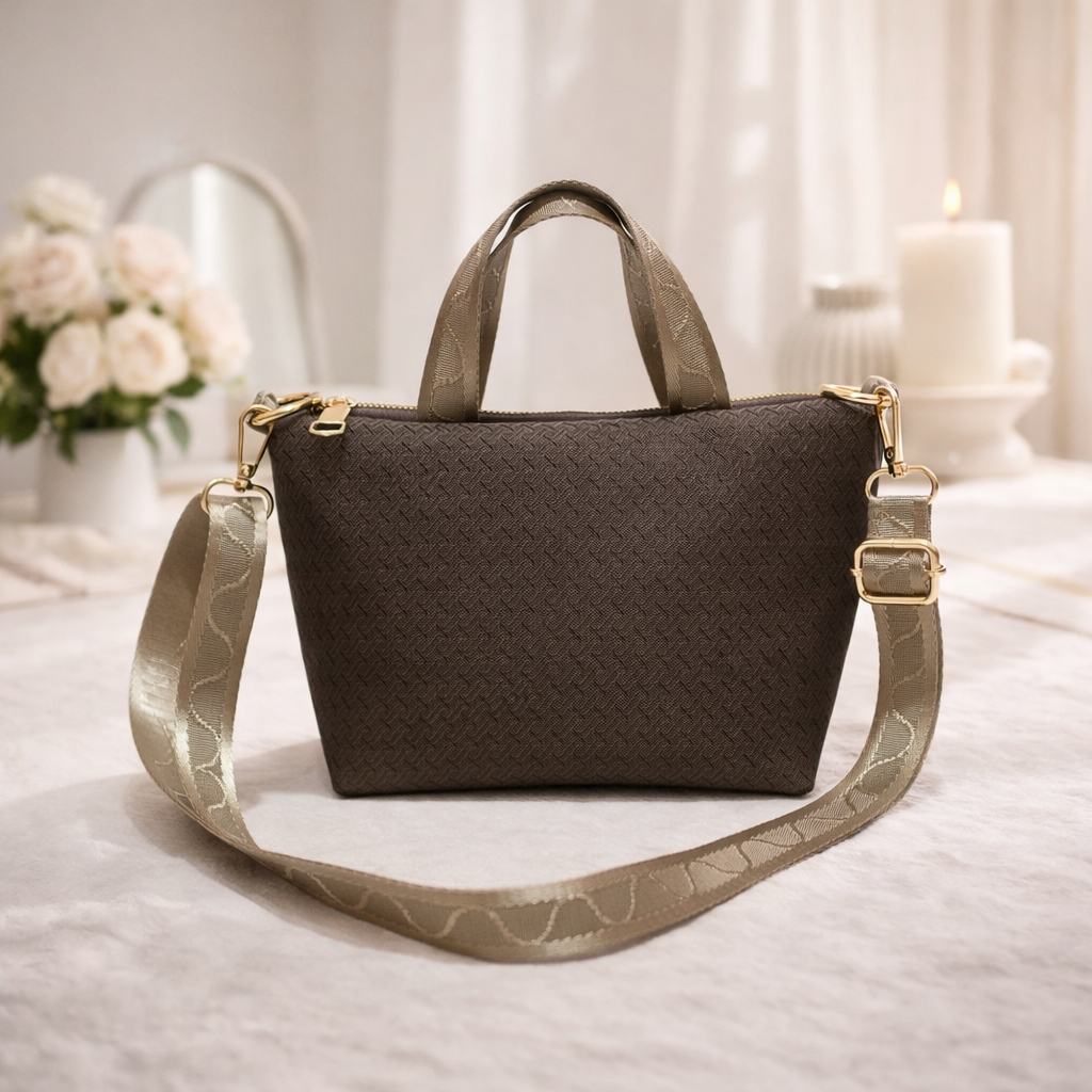 Sisca Handmade - Tas Bahu Sling Bag Motif Tikar Cokelat Tua - Desain Anti Air, Ringan, dan Mudah Dib