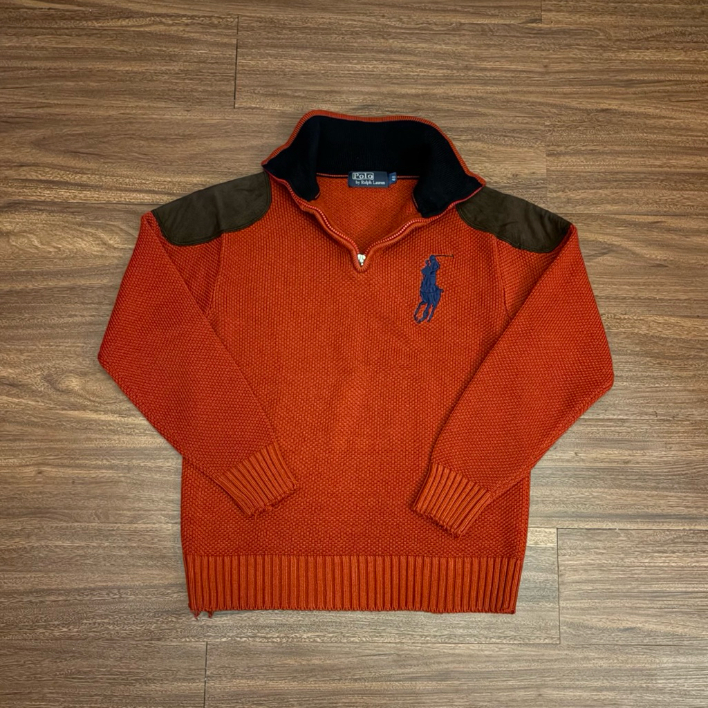 Polo Ralph Lauren Vintage Half Zip Knitted Maroon Second Preloved