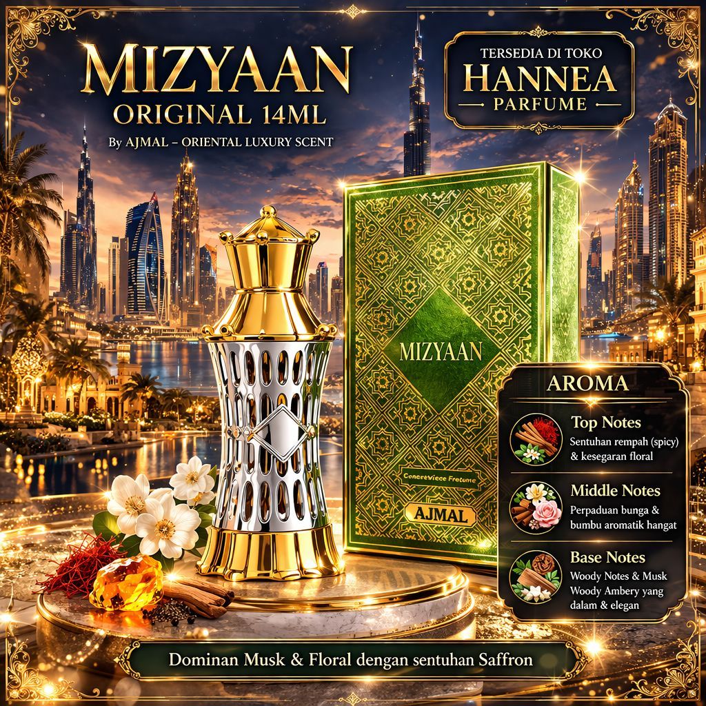Ajmal Bibit Parfum Mizyan 14ml Non Alkohol Unisex Perfum Original Bibit Aroma Tahan Lama