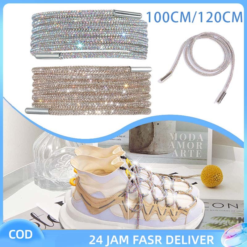 1pcs 100/120cm Tali Sepatu Blink Batu Imitasi Tali Sepatu Blink Blink Wanita