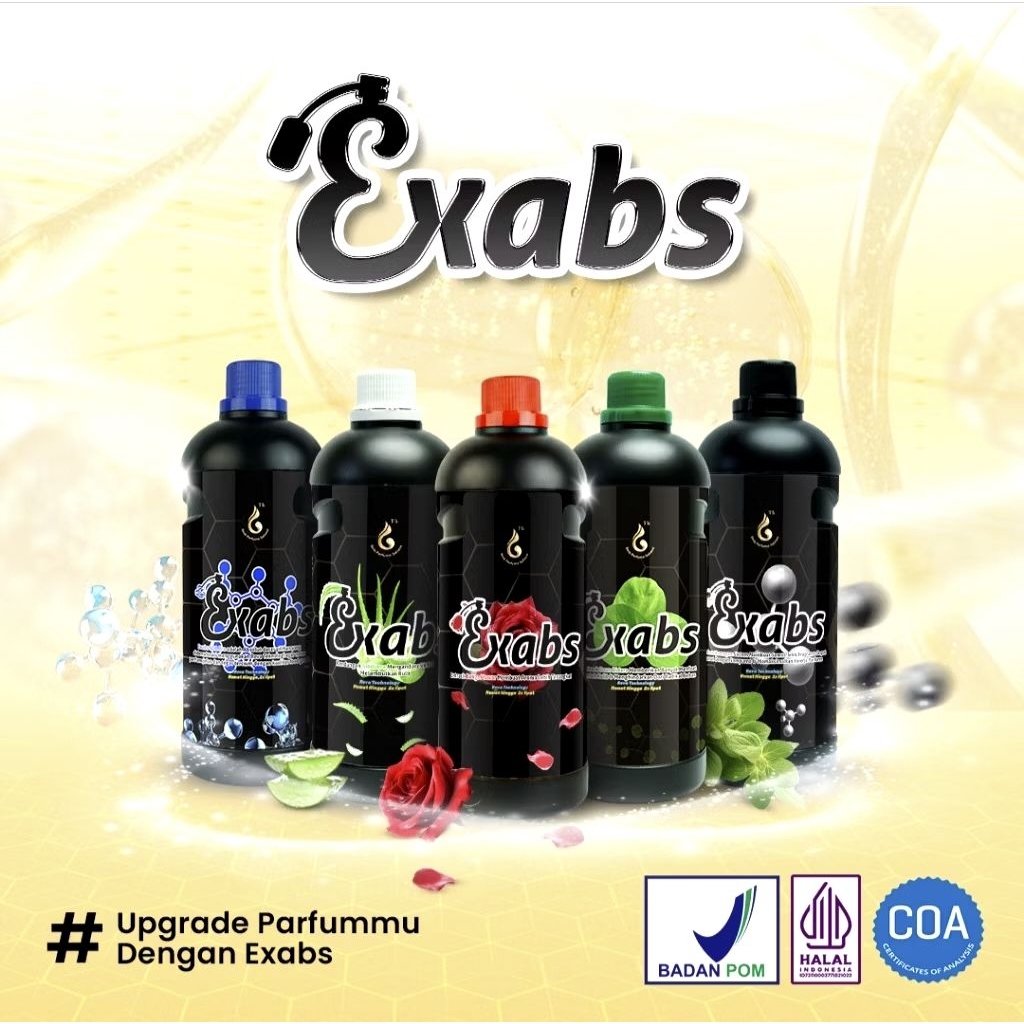 Exabs perfect homogen, mawar, aloevera, bidara, sdapro, premium dan Exolf segel