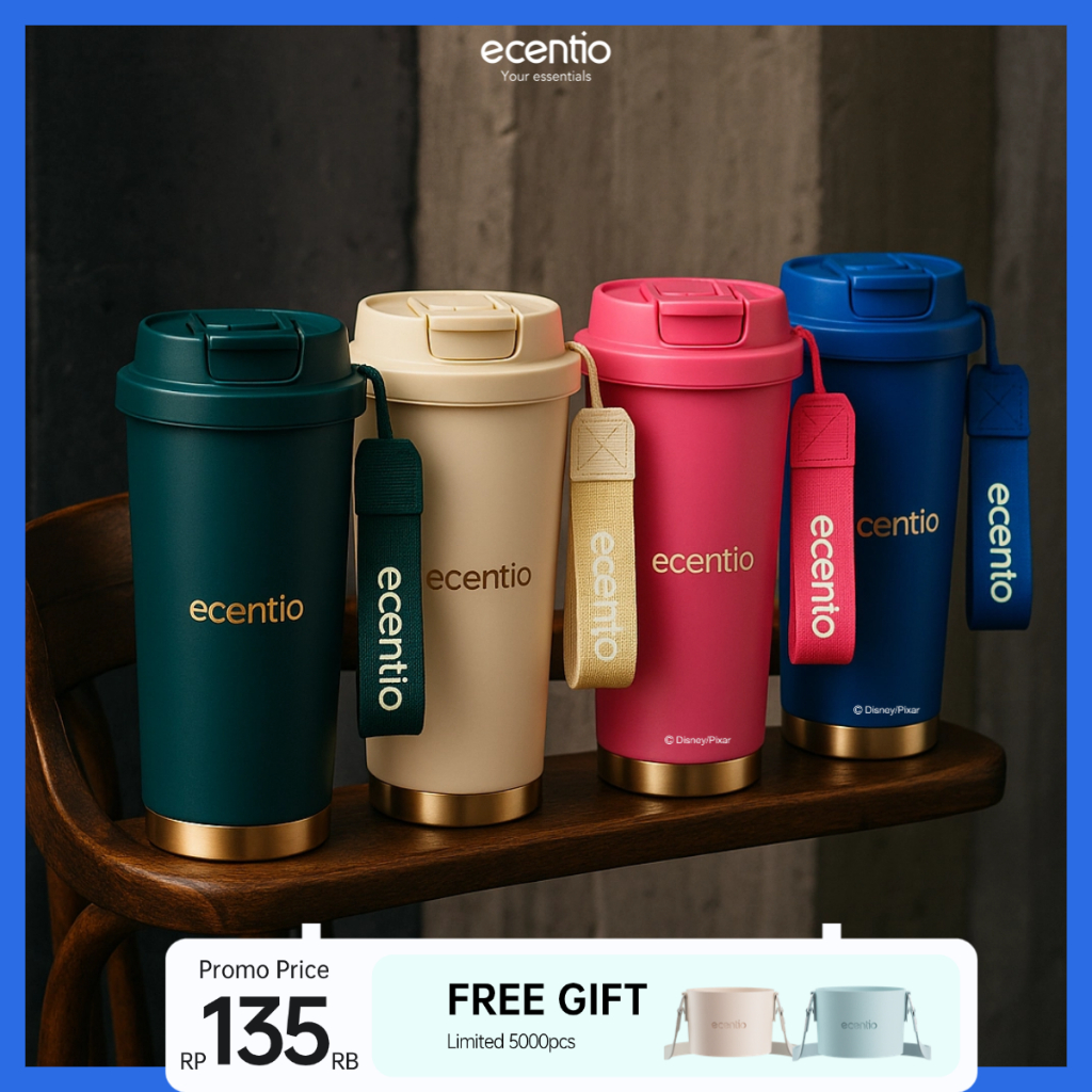 [Tumbler Kopi Series] ecentio tumbler minum premium tahan dingin 24 jam botol stainless 316 portable