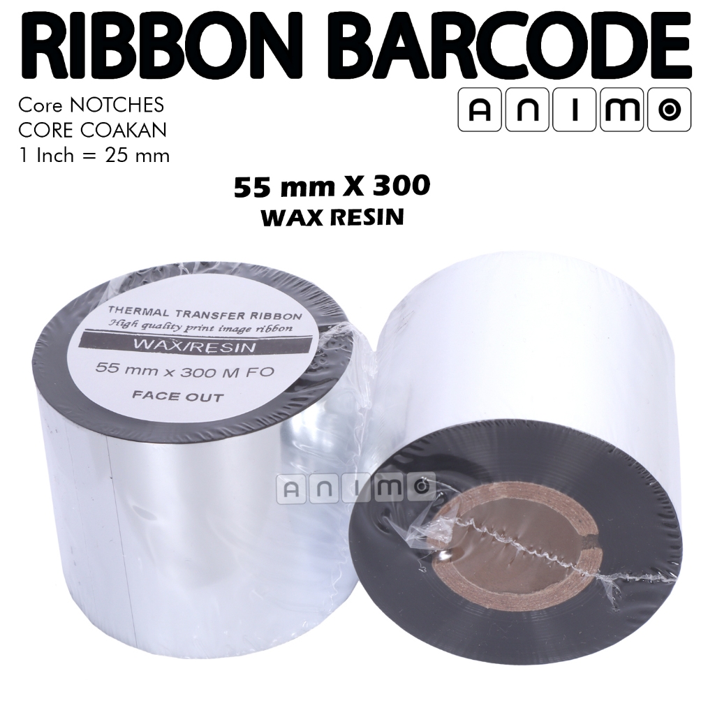 RIBBON Barcode WAX RESIN 55 X 300 METER - Ribbon Wax Resin 55x300 M