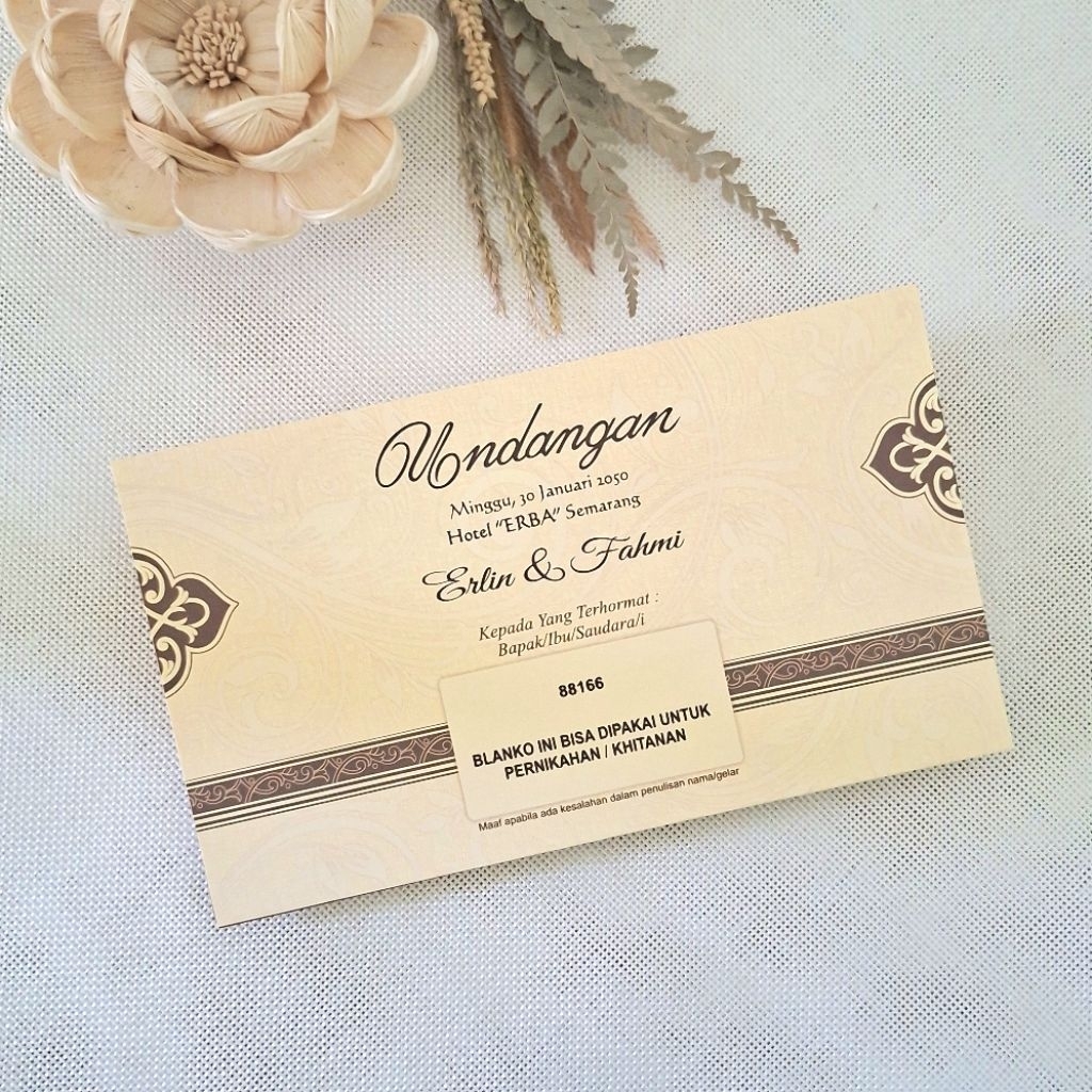 Blanko Undangan/Undangan Pernikahan Kertas/Undangan Rustic/Undangan Aesthetic Rumah Cetak (RR88166)