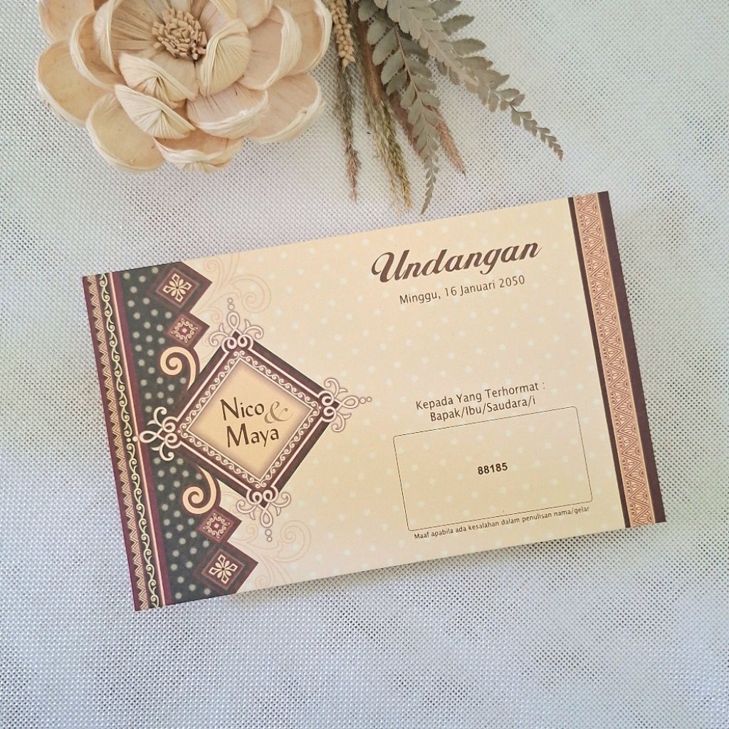 Blanko Undangan/Undangan Pernikahan Kertas/Undangan Rustic/Undangan Aesthetic Rumah Cetak (RR88185)