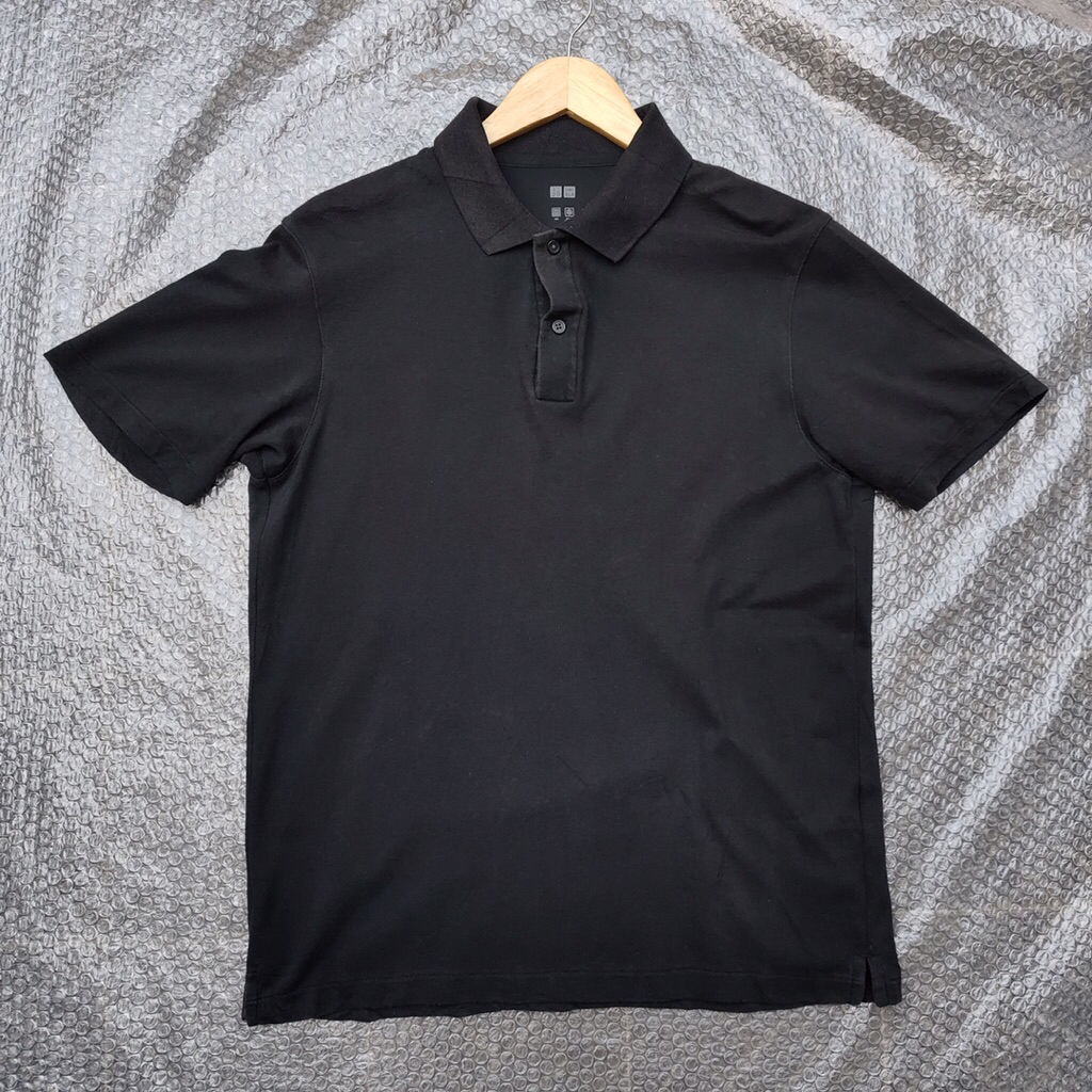 Polo Shirt Uniqlo Airism black kaos polo uniqlo Airism L
