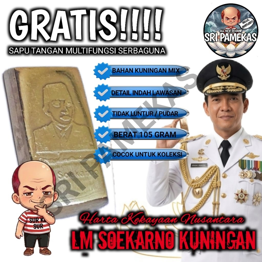 Pajangan Koleksi Batangan Soekarno 250 Gram Bahan Kuningan
