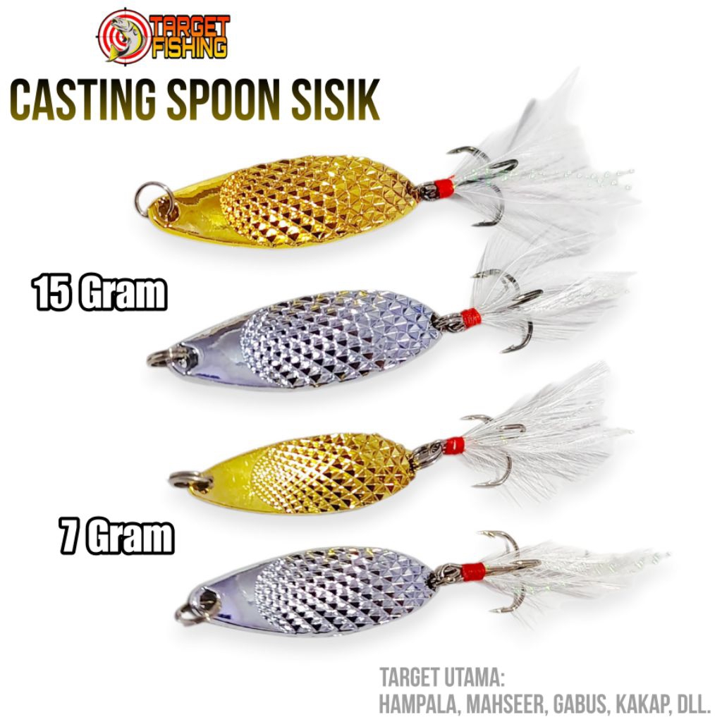 Casting Spoon Sisik 15gr & 7gr Silver / Gold Umpan Pancing Hampala
