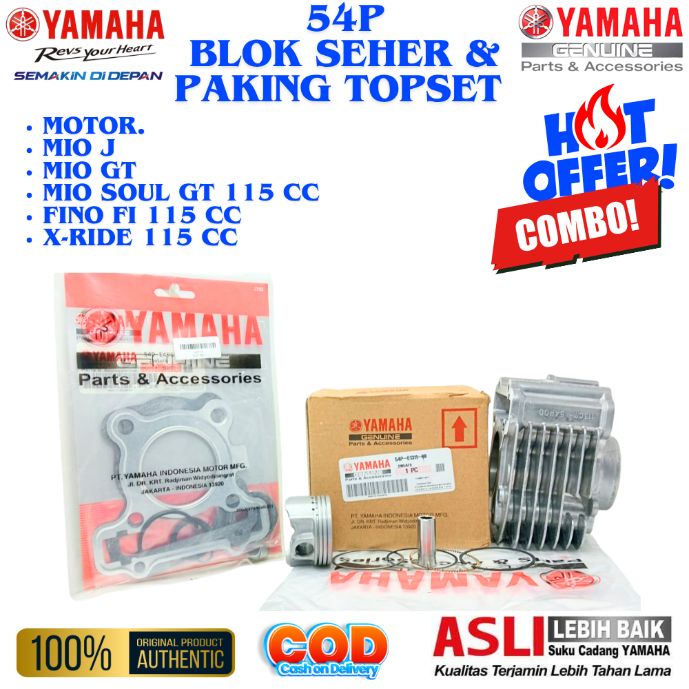 54P ORIGINAL BLOK SEHER + TOP SET YAMAHA MIO SOUL GT 115,MIO GT 115,FINO F1 115,X-RIDE 115,MIO SOUL 