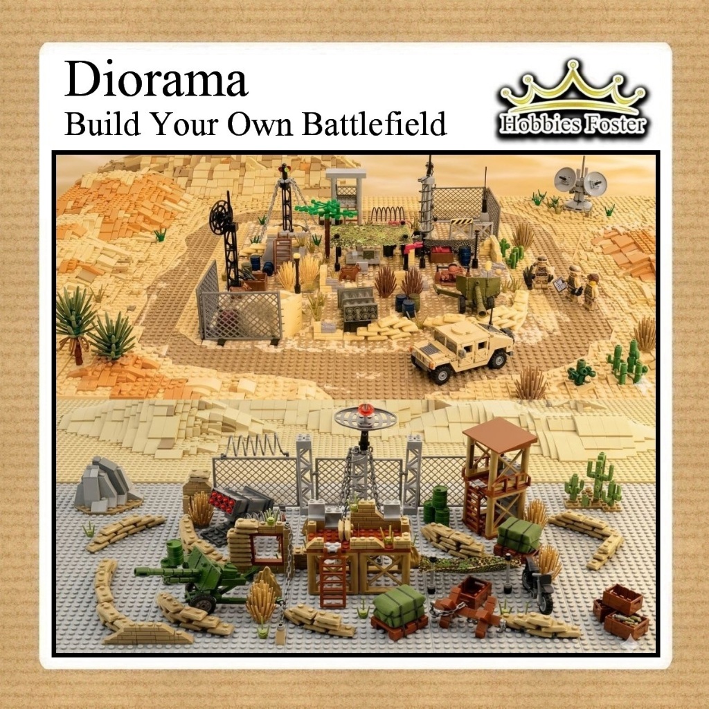 BRF Miniatur BUILDING MOC Battlefield 600 900 - Diorama Militer WW2