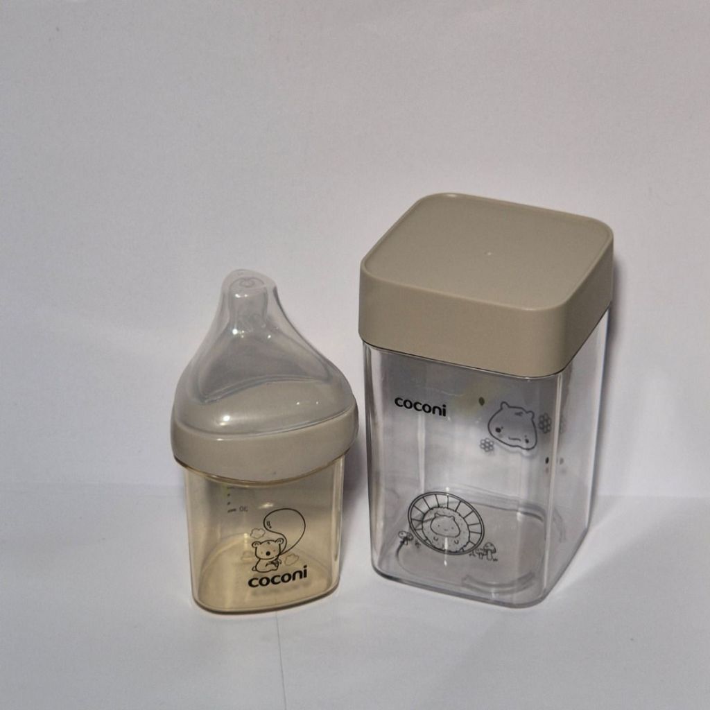 Preloved COCONI Triangle Feeding Bottle PPSU 150ml Grey Anti Colic