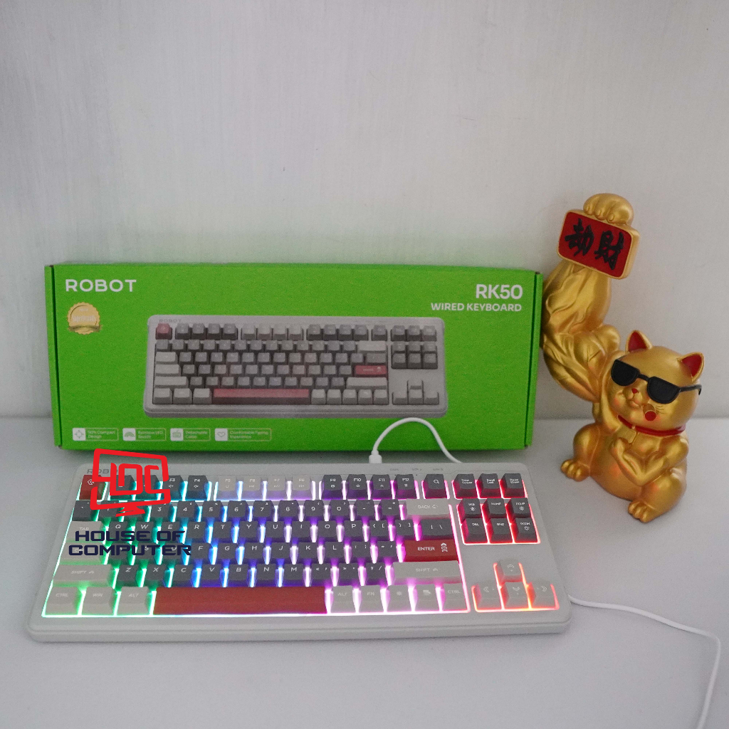 KEYBOARD GAMING ROBOT RK50 BACKLIT 89 KEY PBT MEMBRANE RAINBOW LED - ABU